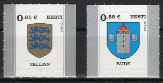 Estonia 2015 2018 Eesti - Tallinn Paide Order Coat Of Arms Unperfor Stamps Mnh