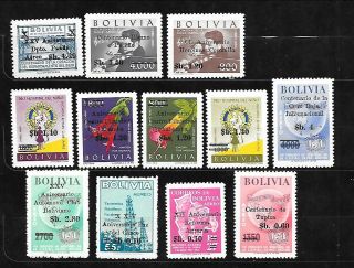 BOLIVIA Sc 482 - 91,  C261 - 72 NH issue of 1966 - OVERPRINTS 2
