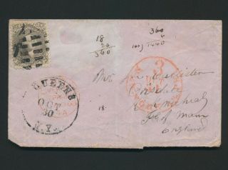 1863 Us Cover To Isle Of Man,  24c Grey 78b,  Liverpool Packet,  Rare Destination