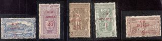 1901 First Olympics " Am " Surcharges,  Complete Set Of 5 Values,  Mnh,  Greece