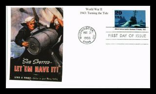 Us Cover Allied Forces Battle German U - Boats Wwii Turning The Tide Fdc