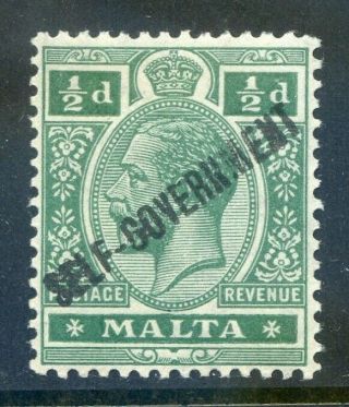 Malta 1922 Self Government ½d Green Crown Ca Wmk.  Inverted (2019/06/05 03)