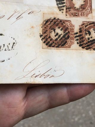Rare Portugal Folding Letter Postal Cover Alcácer do Sal To Lisboa 1861 7