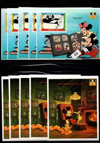 / 5x Nevis - Mnh - Disney - Cartoons - Mickey - Pluto - Photo Album