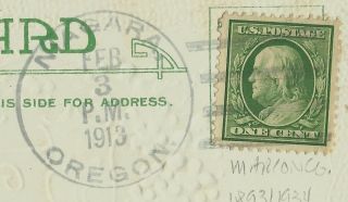 Niagara/Oregon [DPO] 1913 4 - bar greeting PPC 2
