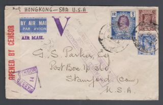 1941 Censored Cover To Usa (detained In Hong Kong By Japanese 1941 - 45 H/stamp)