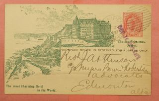 1899 Canada Pacific Railway Co Chateau Frontenac Hotel Advertising Postal Card