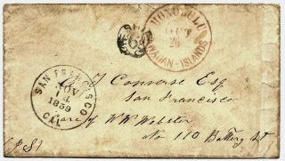 Hawaii Gem Stampless Cover From 1859