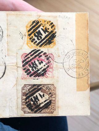 Rare 1866 Portugal Postal Cover Faro To Oran Algeria 6