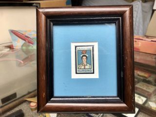 1961 Us 4 Cent Stamp Nursing Commemorative In Wood Frame