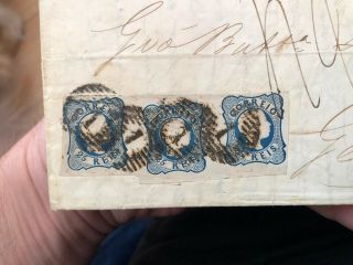 Rare Portugal Folding Letter Cover Lisbon To Genoa Italy 1856 3