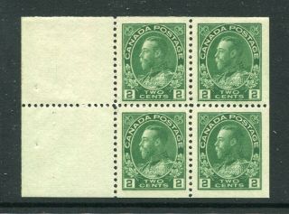 Canada Scott 107b - Lh - 2¢ Yellow Green Admiral Booklet Pane Of 4 (. 147)