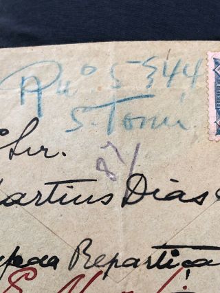1920’s Rare Portugal Colonial Mozambique Postal Cover From São Tomé Registered? 8