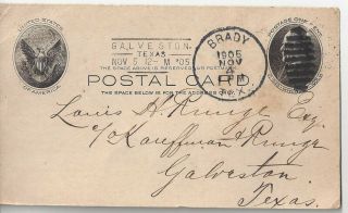 1905 Brady Texas Postal Card Cover To Galveston - Mentions Early Use Of A Phone