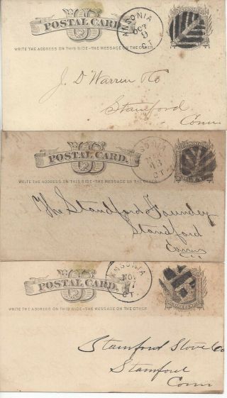 UX5 1870 ' s Ansonia Connecticut 7 Postal Cards Covers with Fancy Cancels 2