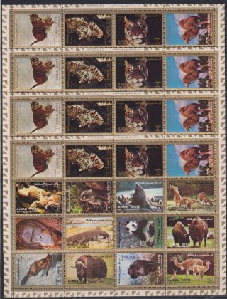 U941.  4x Ajman - Mnh - Animals - Full Sheet -
