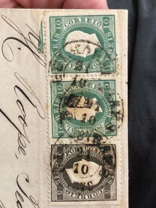 Rare Portugal Folding Letter Cover 1879 Guimares To Viana do Castelo 2