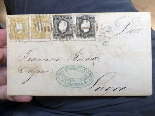 Rare Lisbon Portugal Folding Letter Cover To Lagoa 1876