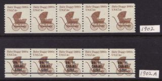 Us Scott 1902 & 1902a,  7.  4c Baby Buggy 1880s,  Pnc5,  Both 2,  Complete Set,  Mnh