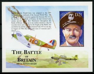 Gambia 2000 Mnh Wwii Ww2 Battle Of Britain 1v S/s I Military Aviation Stamps