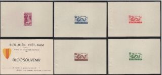 Vietnam 1952 - Booklet (carnet) 5 Imperforated Dragons Souvenir Sheets Mnh Luxe