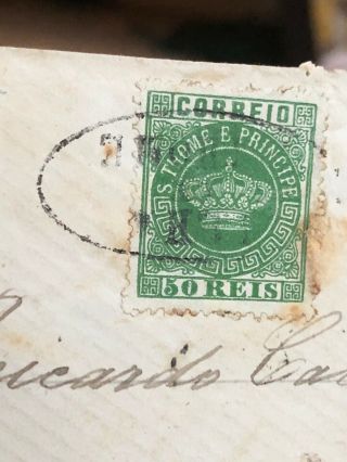 Rare São Tomé Thomé E Principe Portugal Colonial Cover To Lisbon 1870 5