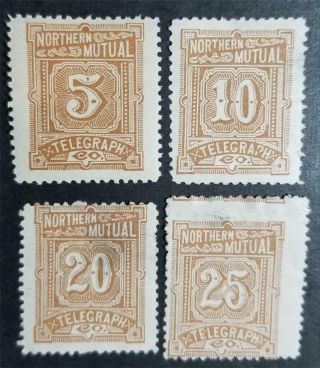 11t1 11t2 11t3 11t4 Northern Mutual Telegraph Co Stamp Lot Mh Og E2914