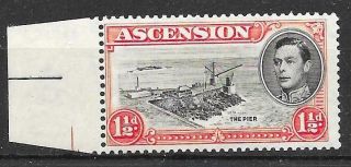 Ascension Sg40a 1938 1½d Black & Vermilion P13½ Davit Flaw Mtd