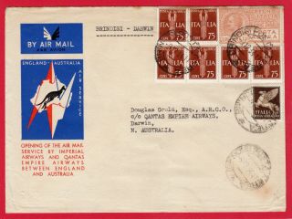Italy Air Mail1934 Imperial Airways First Flight Cover Brindisi To Darwin Scarce