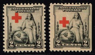 Us Stamp 702 – 1931 2c Red Cross Shift Error Mnh/og