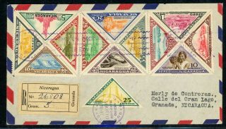 Nicaragua Postal History: Lot 152 1947 Reg Fdc Scott C283 - C295 Waterlow $$$
