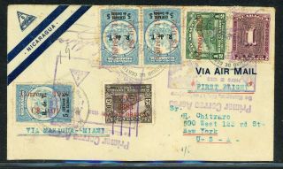 Nicaragua Postal History: Lot 145 1929 Reg Fam5 Ffc Managua - Ny Via Cz $$$