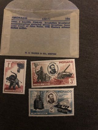 1955 Monaco Stamps 340 - 42 Unhinged