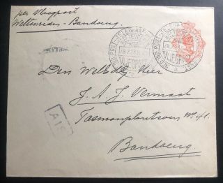 1923 Weltevreden Netherlands Indies First Flight Telegram Cover Ffc To Bandoeng