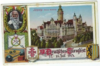 Germany 1913 XII Turnfest Leipzig Glaser edition card with special cancel 2