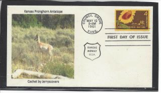 Kansas Statehood Fdc 1961 Council Grove,  Ks Only One Made Pronghorn