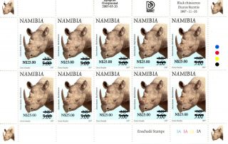 Namibia 1997 Definitives Overprinted 2005 Sg1005 Sheetlet Of 10 Mnh