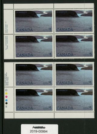 Canada $5 1986 La Mauricie National Park Stamps - 3 Mnh Corner Blocks Of 4 (994)