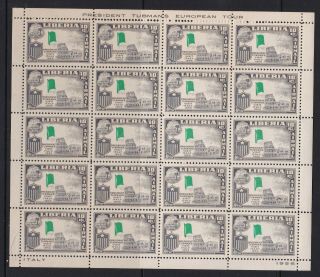 Liberia 1956 Spectacular Missing Colour Error In Sheet Of 20 Never Hinged