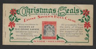 Christmas Seals,  Wisconsin,  Society of the Divine Savior,  St.  Nazianz,  Wisconsin 2