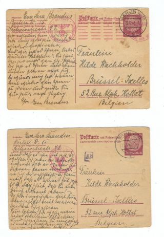 Judaica 2 Postcards Jewish Posted From Germany To Belgium 1941,  1942
