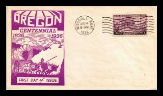 Dr Jim Stamps Us Oregon Territory Centennial First Day Cover Scott 783