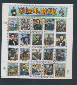 Gx02633 Usa 1995 Civil War Historical Figures Fp Xxl Sheet Mnh