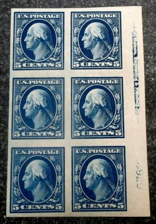 Buffalo Stamps: Scott 347 Washington Imperf Plate Block Of 6,  Mvlh/og & Xf