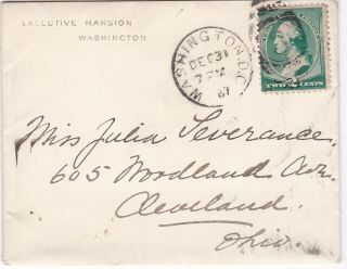 1887 Cover From The Executive Mansion (grover Cleveland) With Wax Seal,  Wash.  Dc