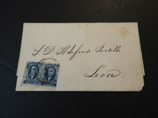 Mexico Scott 1 X 2 1/2r Fl Sheet To Leon Signature Cut Out 1859 Cover Lot 96