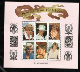 Burkina Faso - 1998 Princess Diana Stamp Part 2,  Sheet Of 6,  Nh