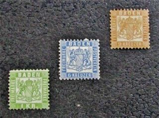 Nystamps German States Baden Stamp 22 // 26 Og H $31