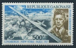 Gabon C195,  Mnh.  Michel 639.  Charles Lindbergh,  Spirit Of St Louis,  1977.