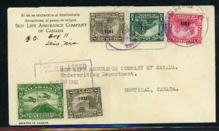 Nicaragua Postal History: Lot 141 1931 Air Multifranked Leon - Montreal $$$